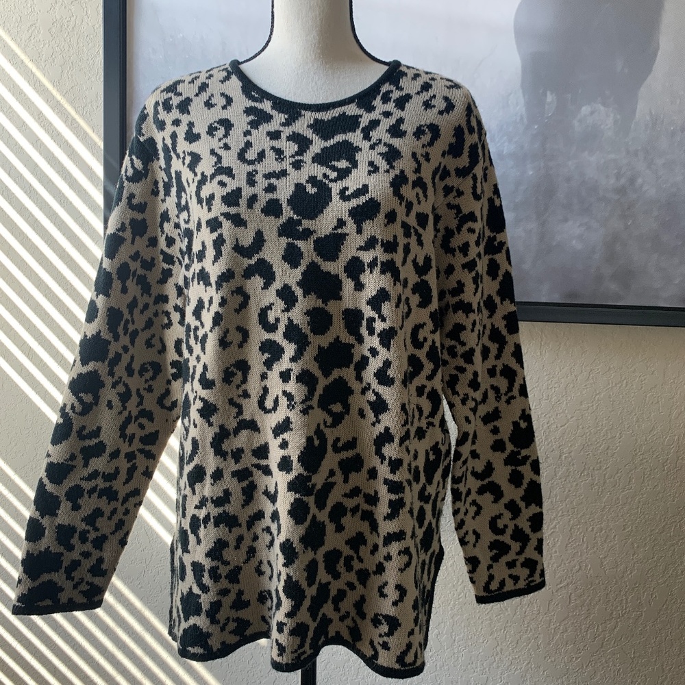 Emily Rose Knit Leopard Print Sweater Size XL